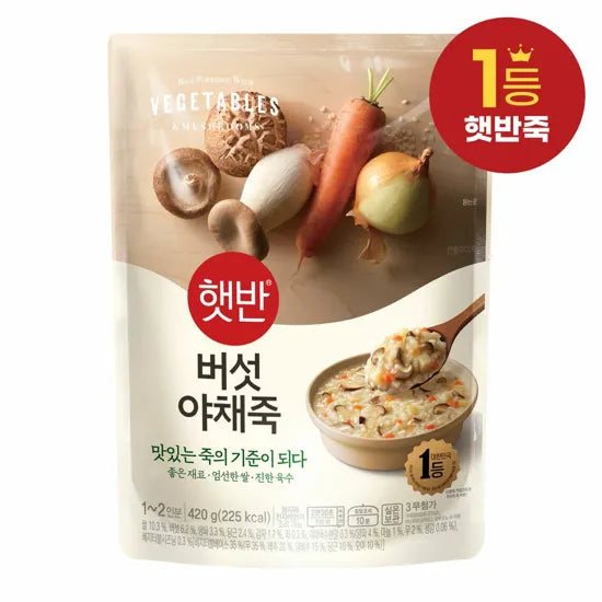 CJ bibigo PORRIDGE MUSHROOM & VEGI 280G*24/씨제이 비비고 버섯야채죽 280g