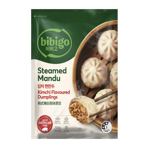 CJ BIBIGO KIMCHI STEAMED MANDU DUMPLINGS 700g*8 / 씨제이 비비고 김치 찐 만두