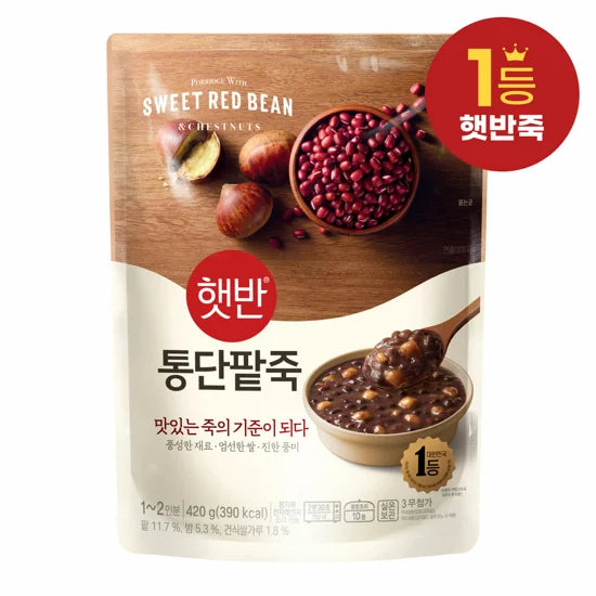 CJ HETBAHN PORRIDGE RED BEAN 420G*21/씨제이 비비고 통단팥죽 420g