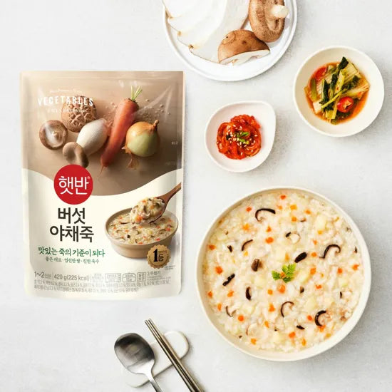 CJ bibigo  PORRIDGE MUSHROOM & VEGI 280G*24/씨제이 비비고 버섯야채죽 280g