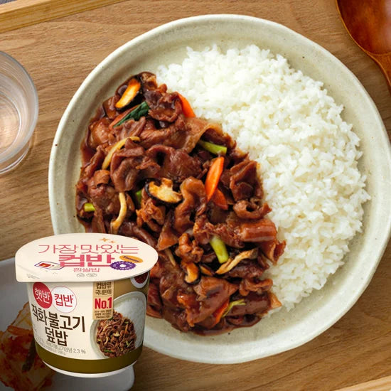 CJ CUP BAHN RICE STIR-FRIED BULGOGI 258G*24 / 씨제이 햇반 컵반 직화 불고기 덮밥