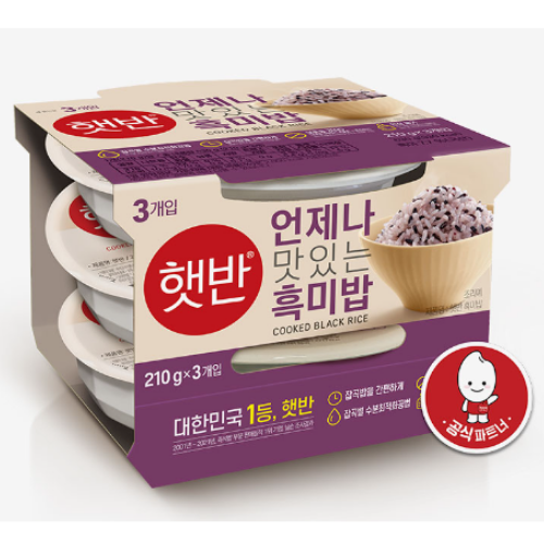CJ HETBAHN COOKED BLACK RICE (210g*3)*12bundle/씨제이 햇반 흑미밥 210g 3입