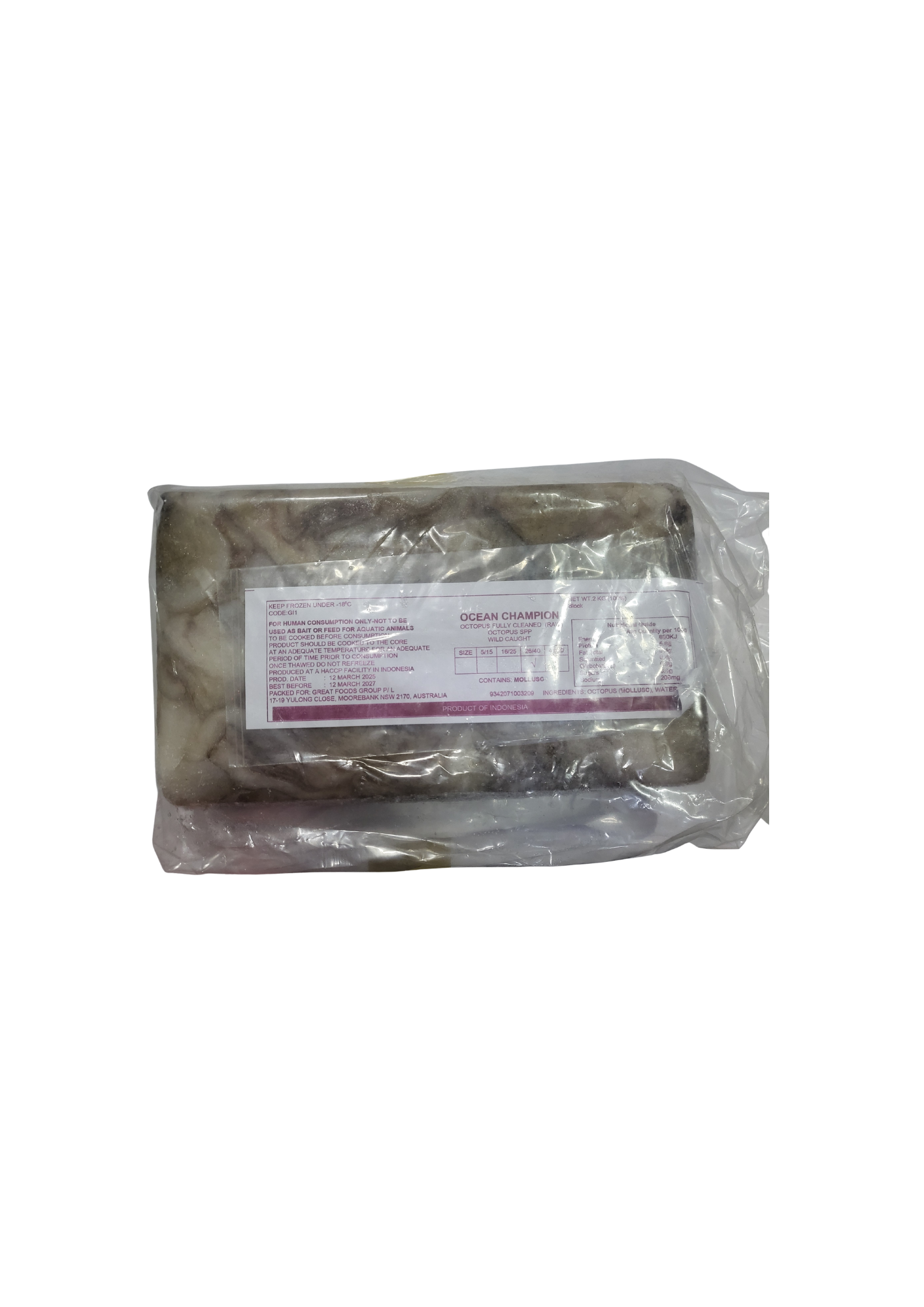 冷凍タコベビー 16/25 GOF 2kg*6/냉동 통 쭈꾸미