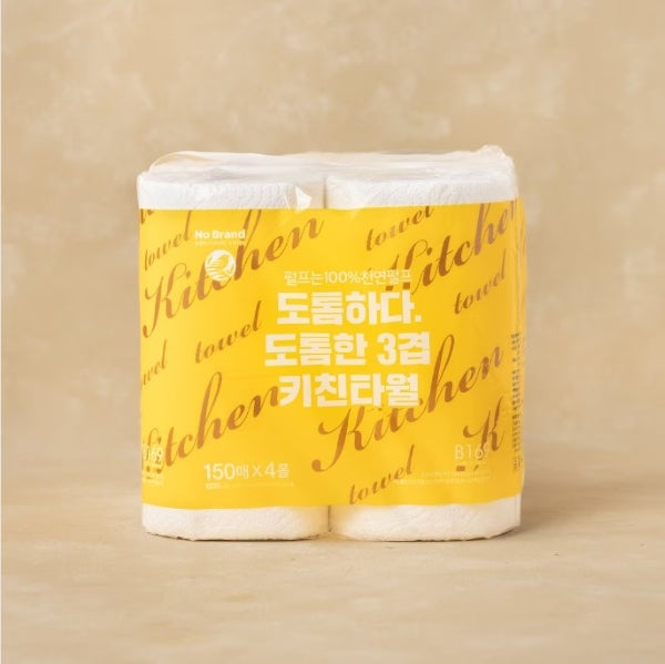 No Brand Paper Towel(150 Count)*4Rolls*8/노브랜드 도톰한 3겹 키친타월