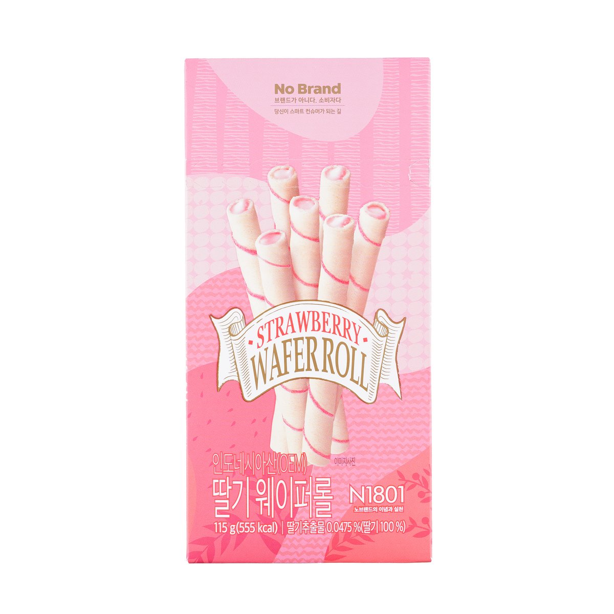 Nobrand Strawberry Wafer Roll/노브랜드 딸기웨이퍼롤 115g*12