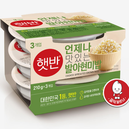 CJ HETBAHN COOKED BUDDING BROWN RICE (210g*3)*12bundle/씨제이 햇반 발아 현미밥 210g 3입