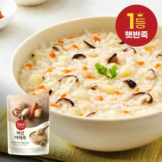 CJ bibigo  PORRIDGE MUSHROOM & VEGI 280G*24/씨제이 비비고 버섯야채죽 280g