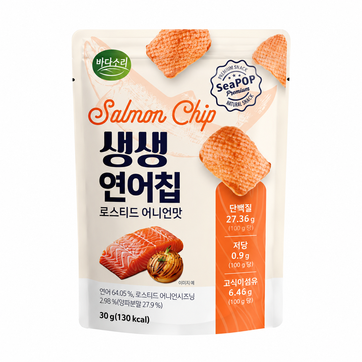 SEA POP Salmon Chips - Roasted Onion Flavor 30g*20/ 바다소리 생생연어칩
