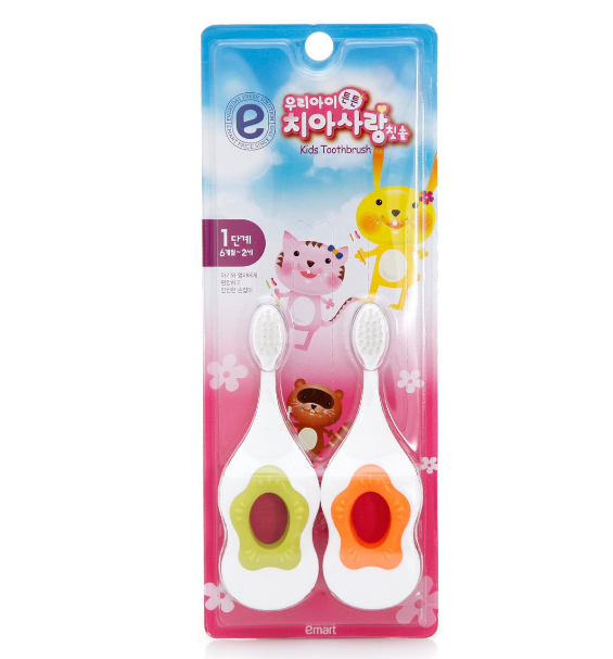 子供用歯ブラシ Step1 2本*6/우리아이 치아사랑 1단계 (2입)