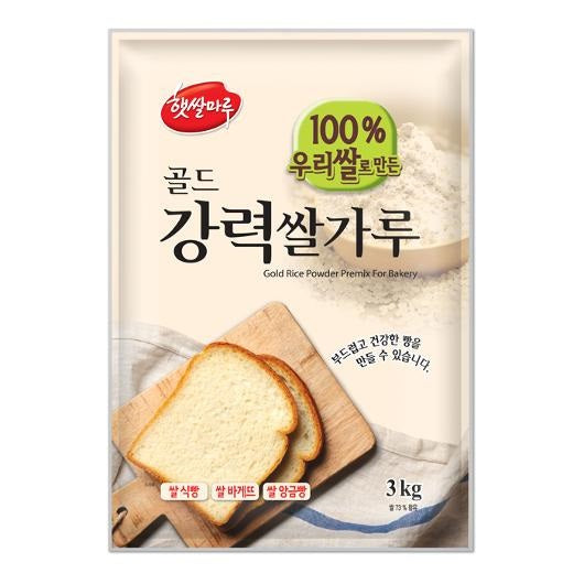 (Preorder) Strong Rice Flour Gold for Bread 3kg/(선주문) 우리쌀 100% 골드 강력 쌀가루 중