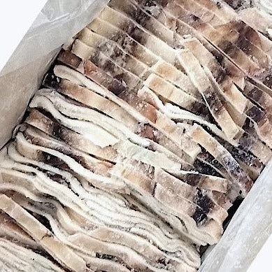冷凍イカ ストリップ IQF 10kg/냉동 절단 몸통 오징어 동해산 IQF